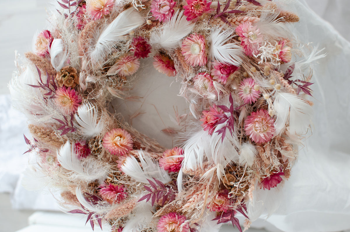 Adventskranz aus Trockenblumen | rose