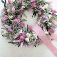 Kranz aus Trockenblumen | Violett und Olive