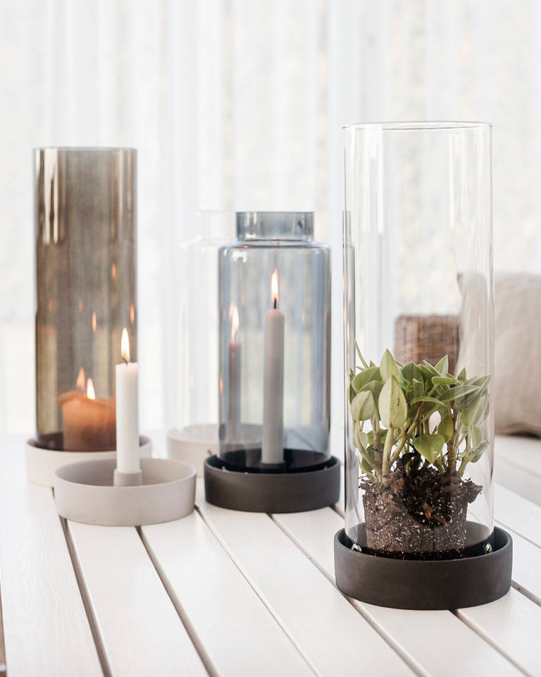 Kerzenteller Storm aus Keramik | dunkelgrau