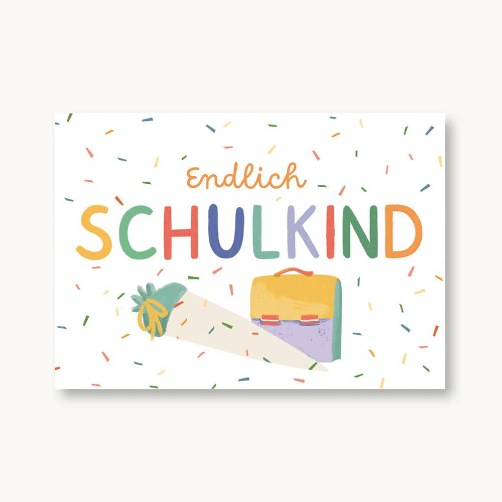Postkarte Endlich Schulkind | Konfetti