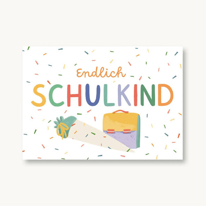 Postkarte Endlich Schulkind | Konfetti