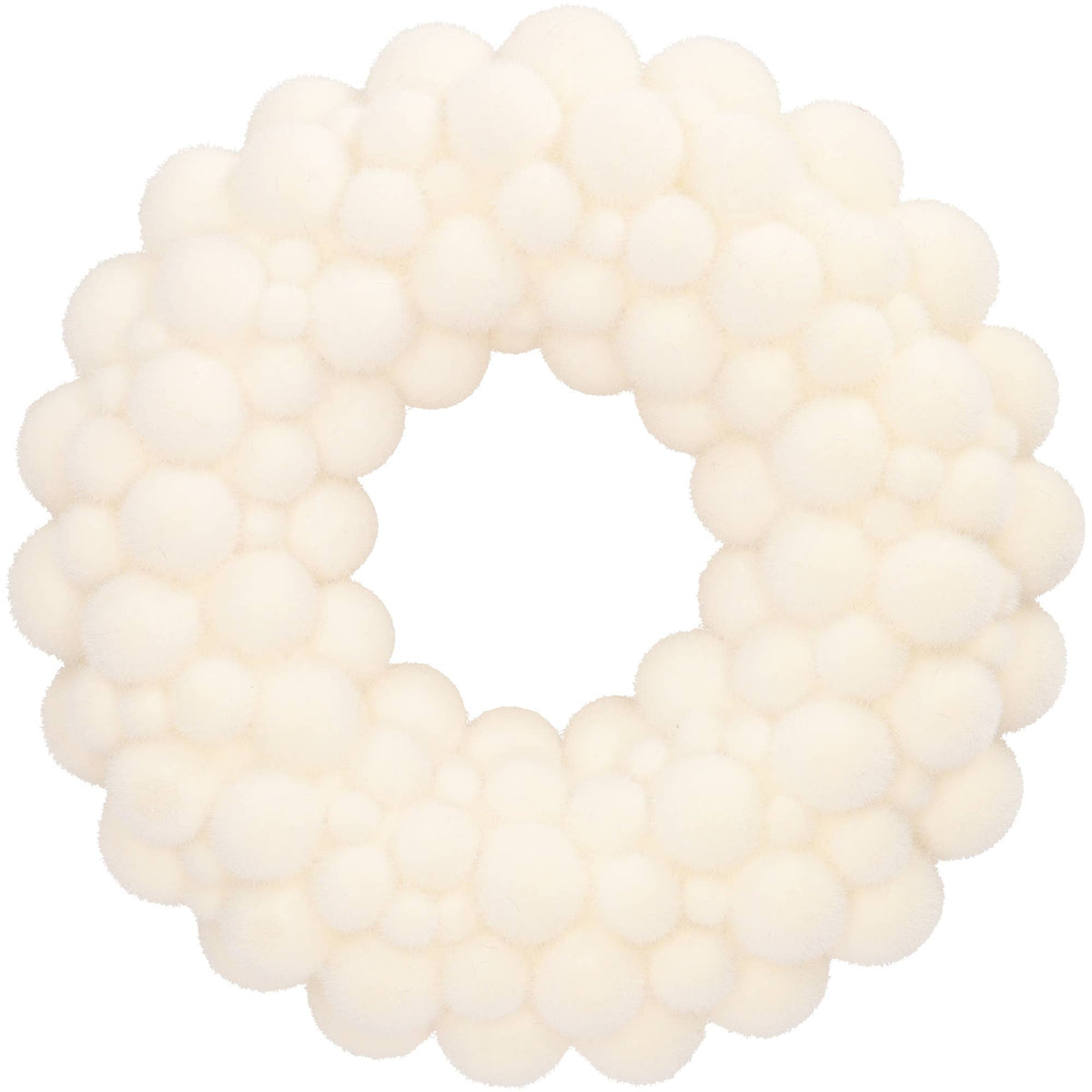 Kunststoff Kranz, D30cm, creme beflockt