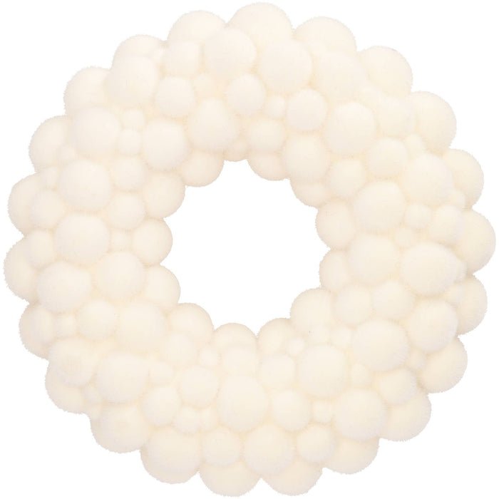 Kunststoff Kranz, D30cm, creme beflockt