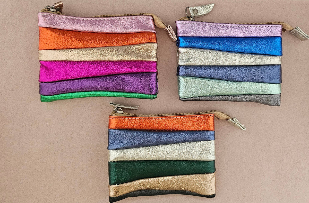 Bunte Geldbörsen aus Leder