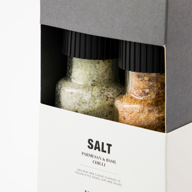Geschenkbox von Nicolas Vahé | Parmesan & Basil salt & Chilli salt