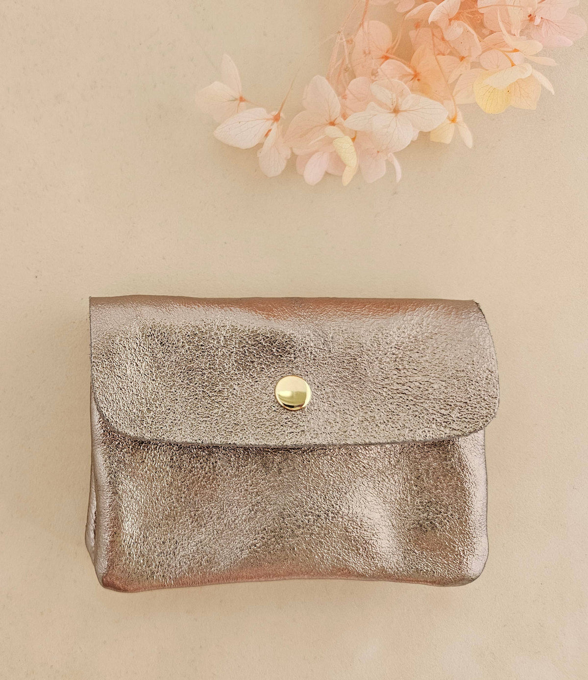 Portemonnaie aus Leder, metallic, Geldbörse