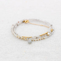 Edelstahlarmband Dreifach Wickelsteine