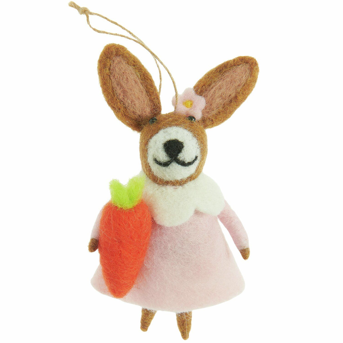 Filz-Hase Deko Anhänger, rosa Kleid