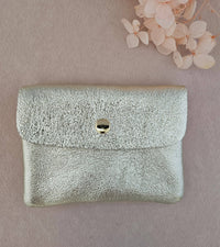 Portemonnaie aus Leder, metallic, Geldbörse