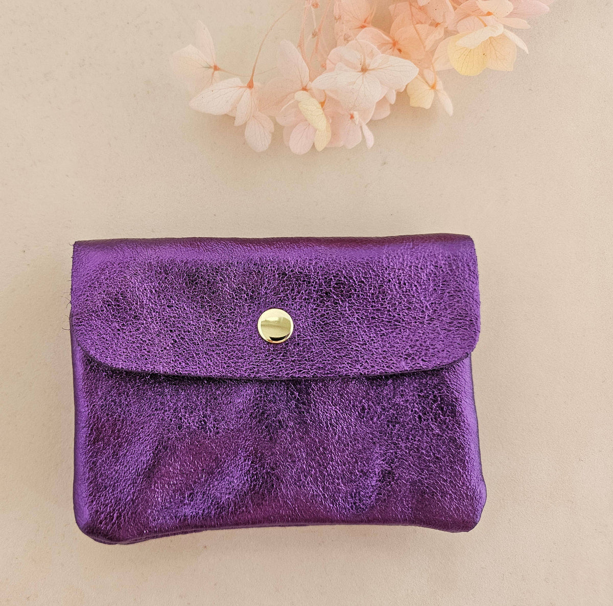 Portemonnaie aus Leder, metallic, Geldbörse