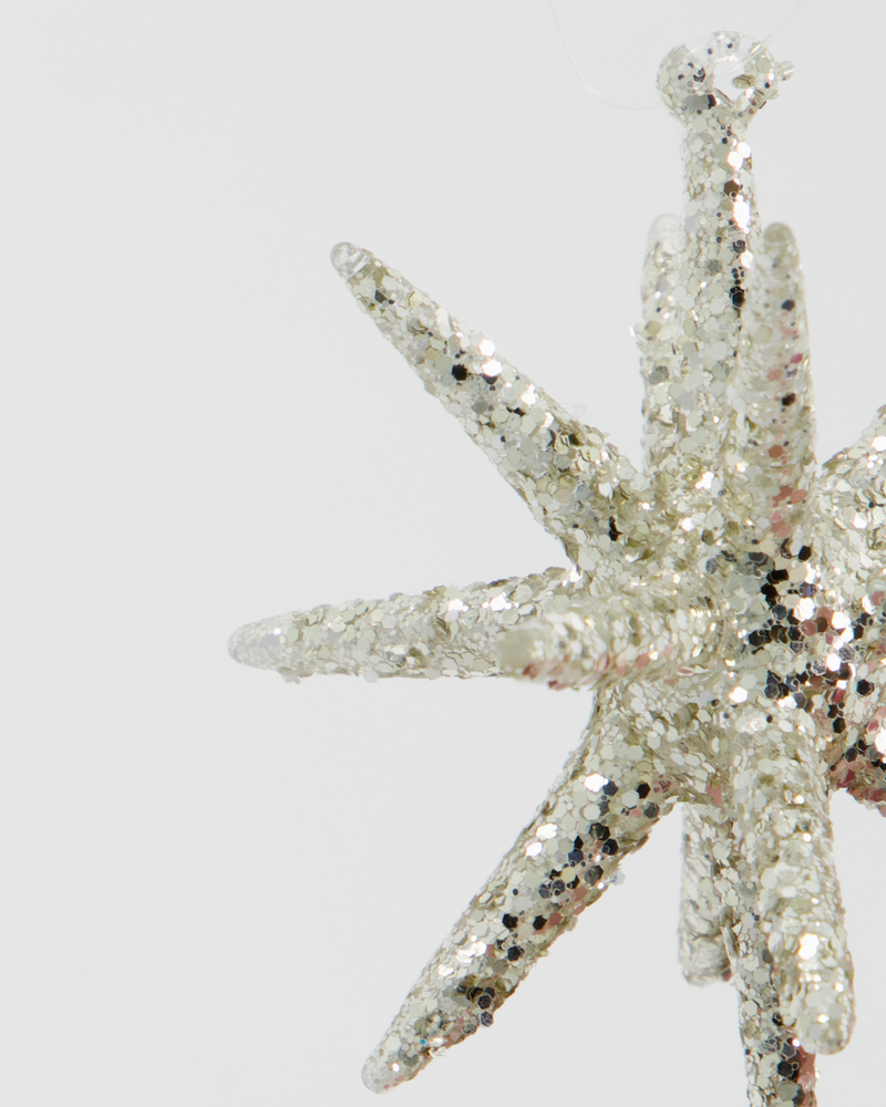 Weihnachtsschmuck Sterne, 4er Set silber