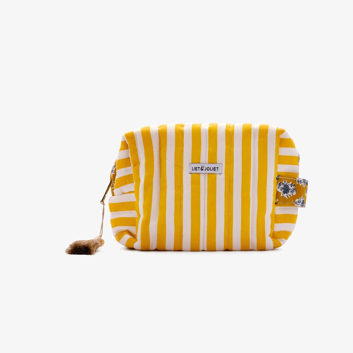 Make-up-Tasche, gestreift, gelb