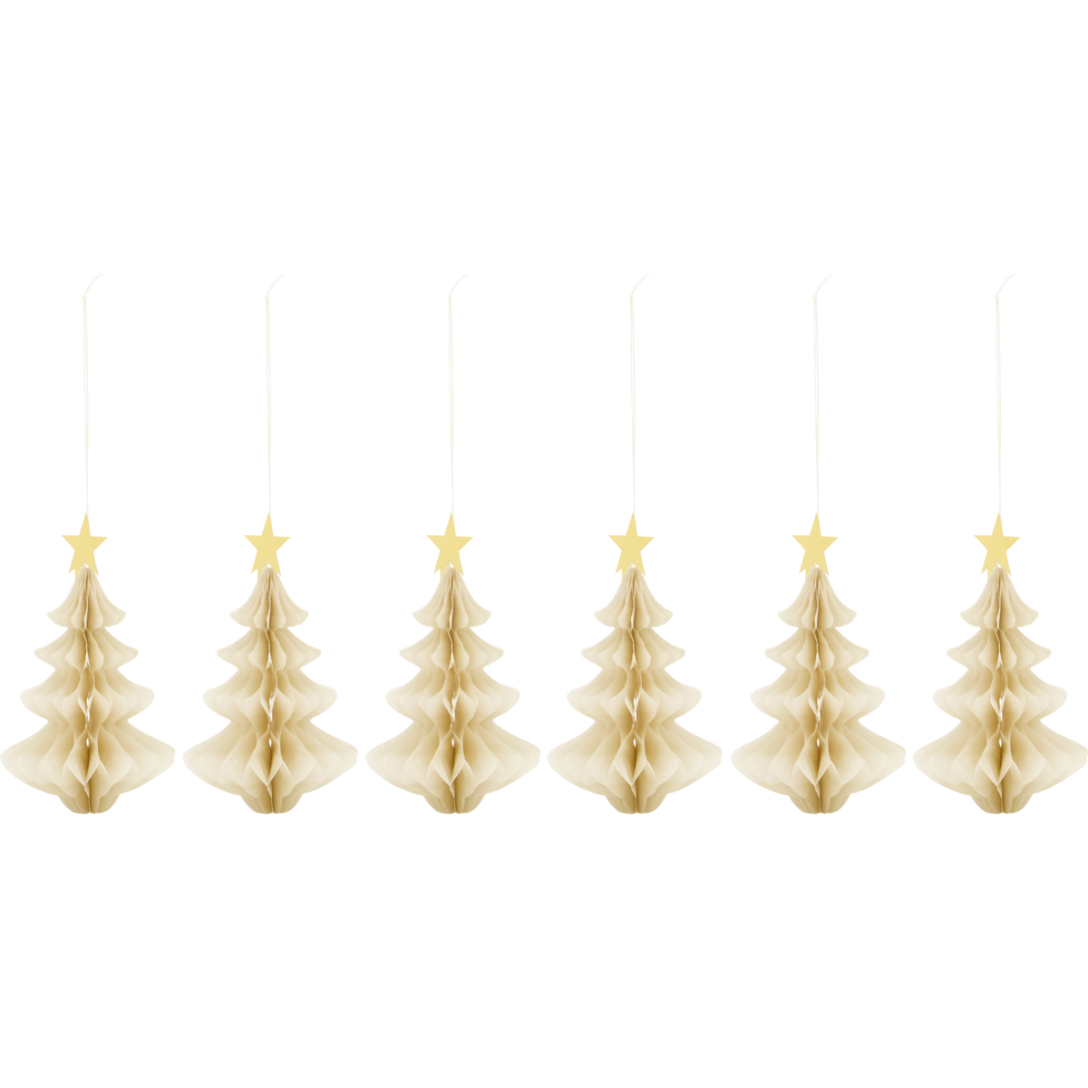 Tannenbäume Papier, 6er Set , Creme