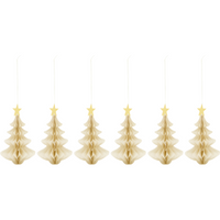 Tannenbäume Papier, 6er Set , Creme