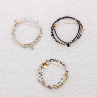 Edelstahlarmband Dreifach Wickelsteine