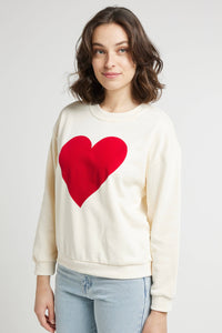 Baumwollpullover mit Samtherz