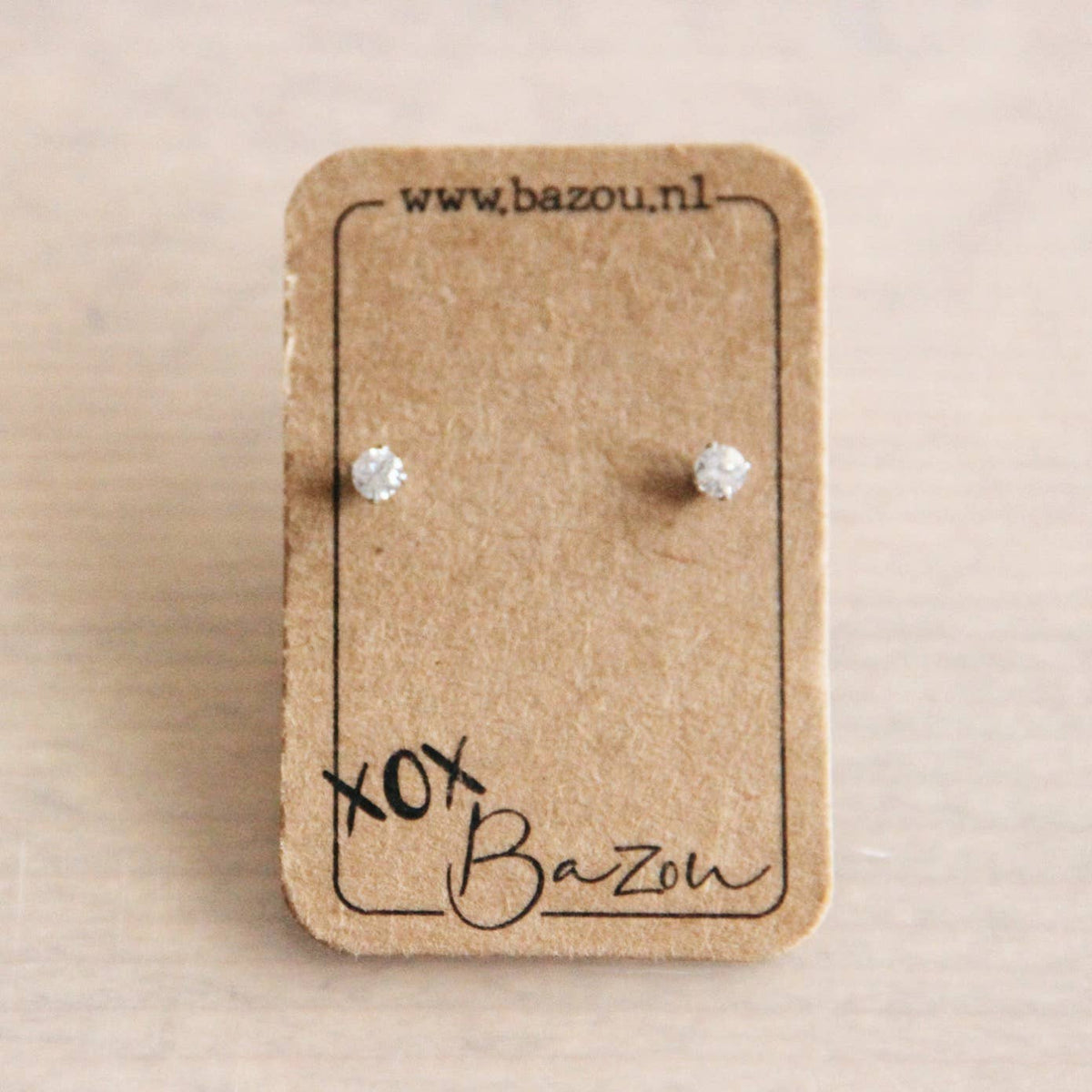 Mini-Ohrstecker aus Edelstahl mit Strass - Silber