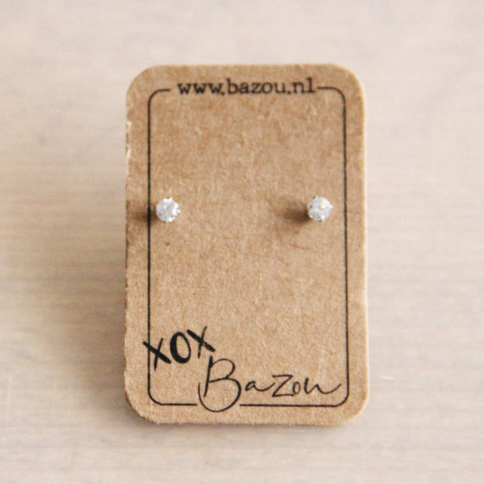Mini-Ohrstecker aus Edelstahl mit Strass - Silber