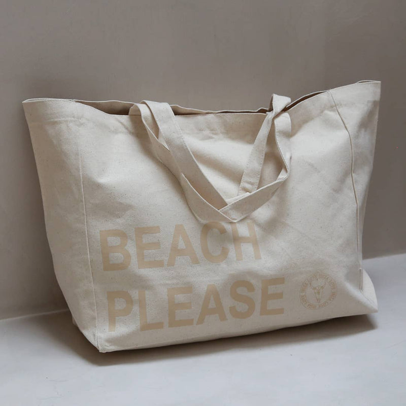 Strandtasche Beach Please aus Bio-Baumwolle in beige