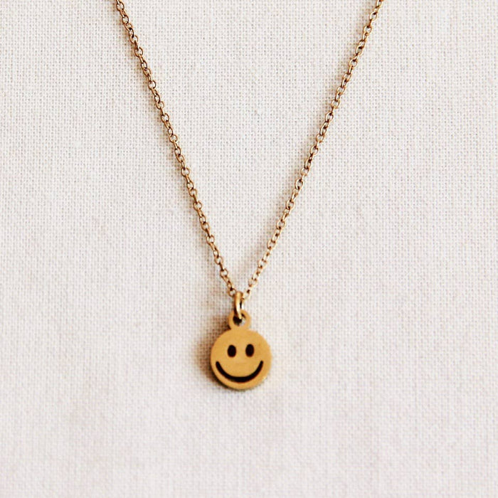 Feine Edelstahlkette mit Smiley - Gold