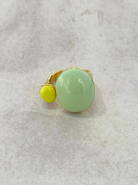 Ring aus Edelstahl, emailliert grüntöne