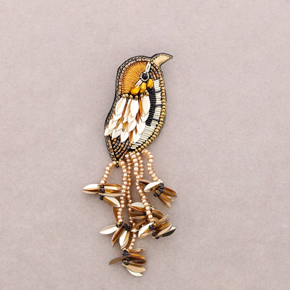 Pailletten-Brosche Vogel