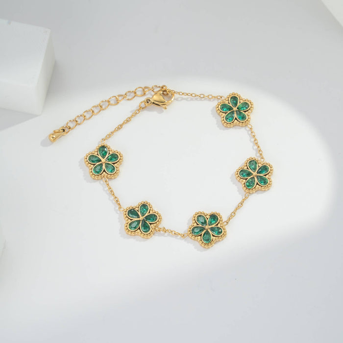 Armband mit Blumen, Kleeblatt