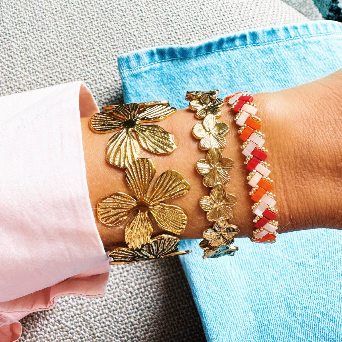Armreif Blumen - Gold
