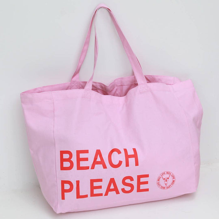 Strandtasche aus Bio-Baumwolle „Beach Please“, rosa