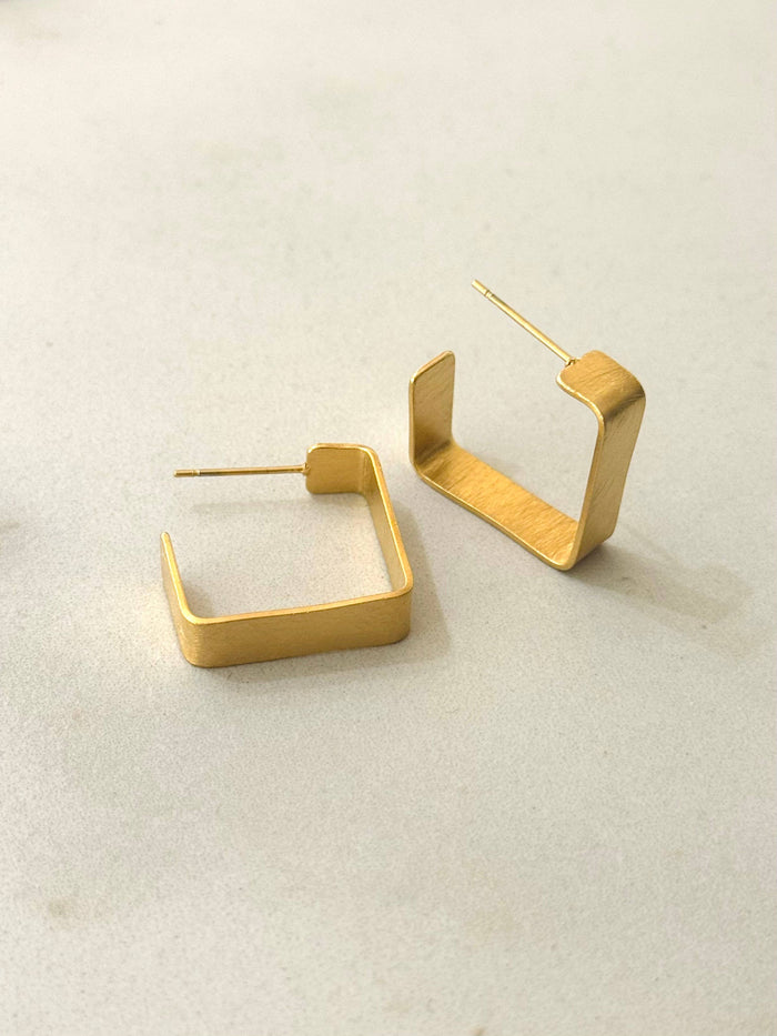 Gebürstete Geometrische Quadratische Ohrringe