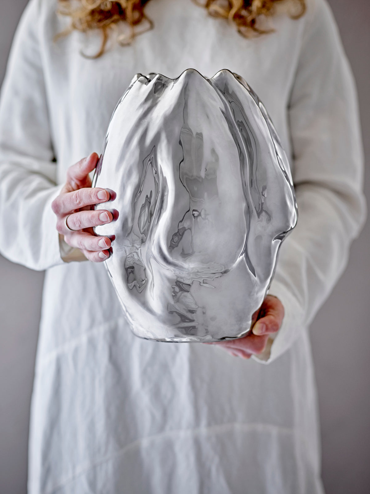 Bobby Vase, Silber, Steingut