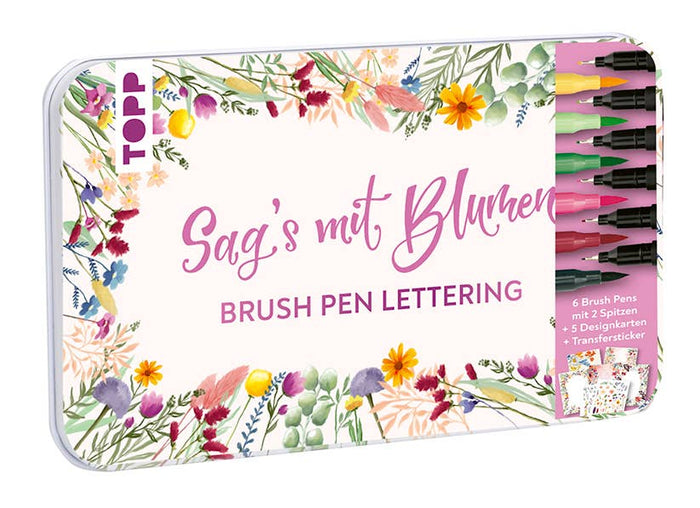Handlettering Designdose Brush Pens Sag'S Mit Blumen