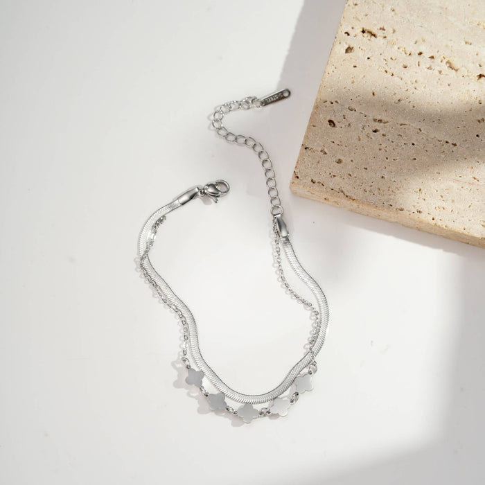 Armband mit doppelter Kette, Kleeblätter