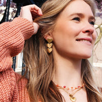 Statement-Ohrring 3 Herzen — Gold