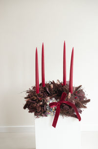Adventskranz Trockenblumen | bordeaux-braun