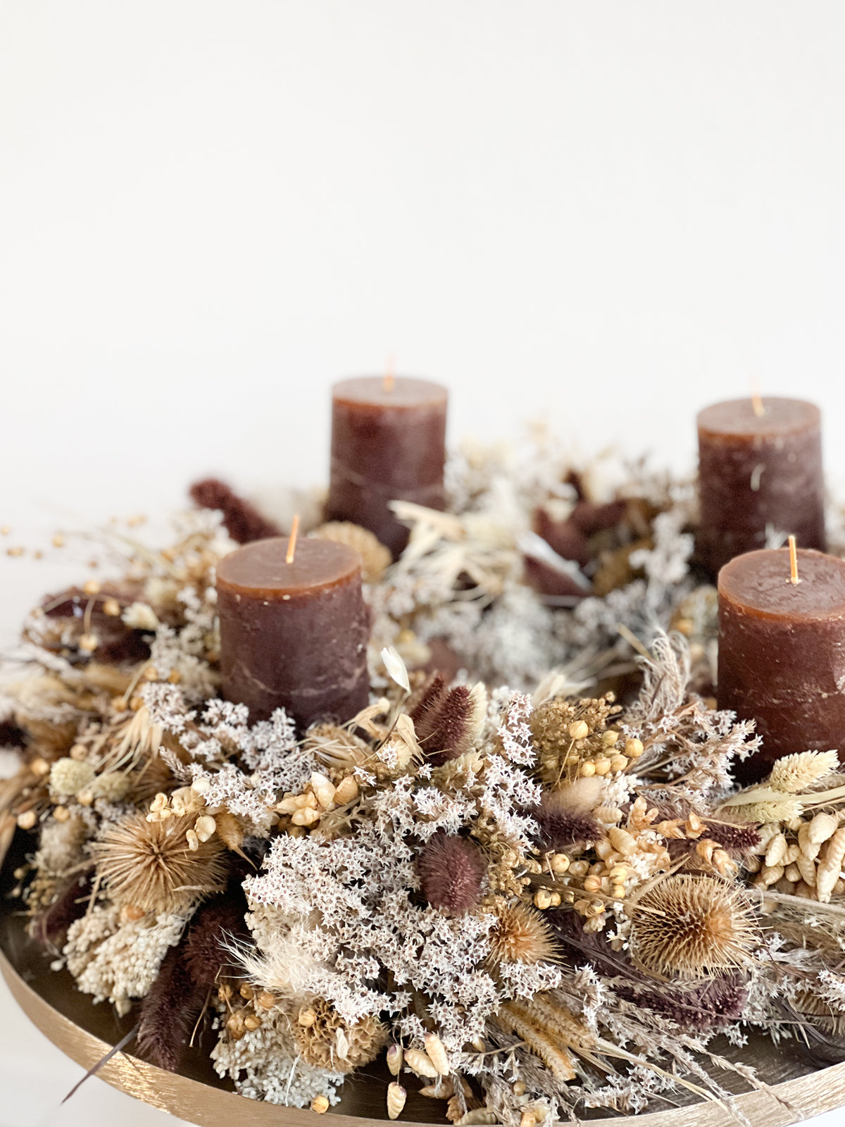 Adventskranz Trockenblumen XXL | braun