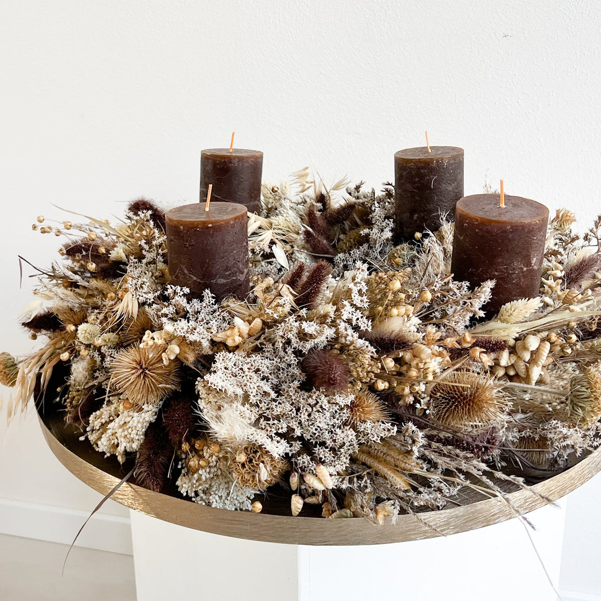 Adventskranz Trockenblumen XXL | braun