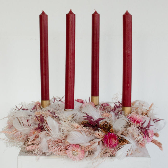 Adventskranz mit Trockenblumen Rot und Rosa