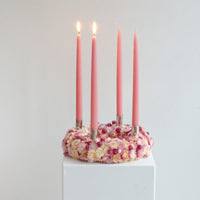 Adventskranz rosa pink blumen perlen