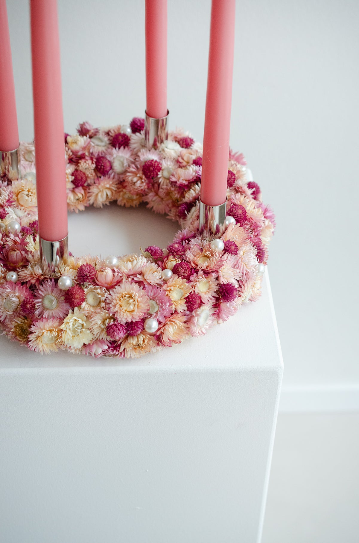 Adventskranz Rosé Perl