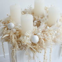 Adventskranz trockenblumen weiss creme