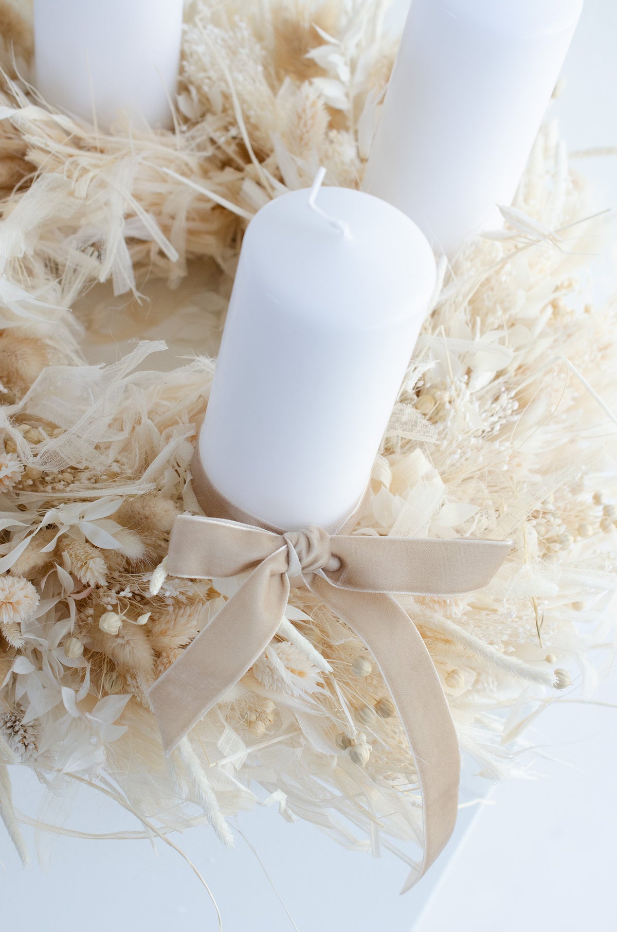 Adventskranz Trockenblumen | creme weiss