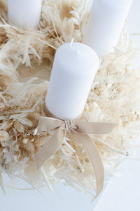 Adventskranz Trockenblumen | creme weiss