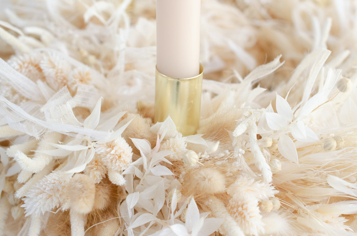 Adventskranz Trockenblumen | creme weiss