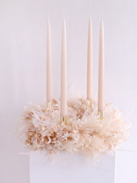 Adventskranz Trockenblumen | creme weiss