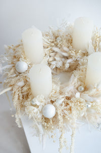Adventskranz Trockenblumen | creme weiss