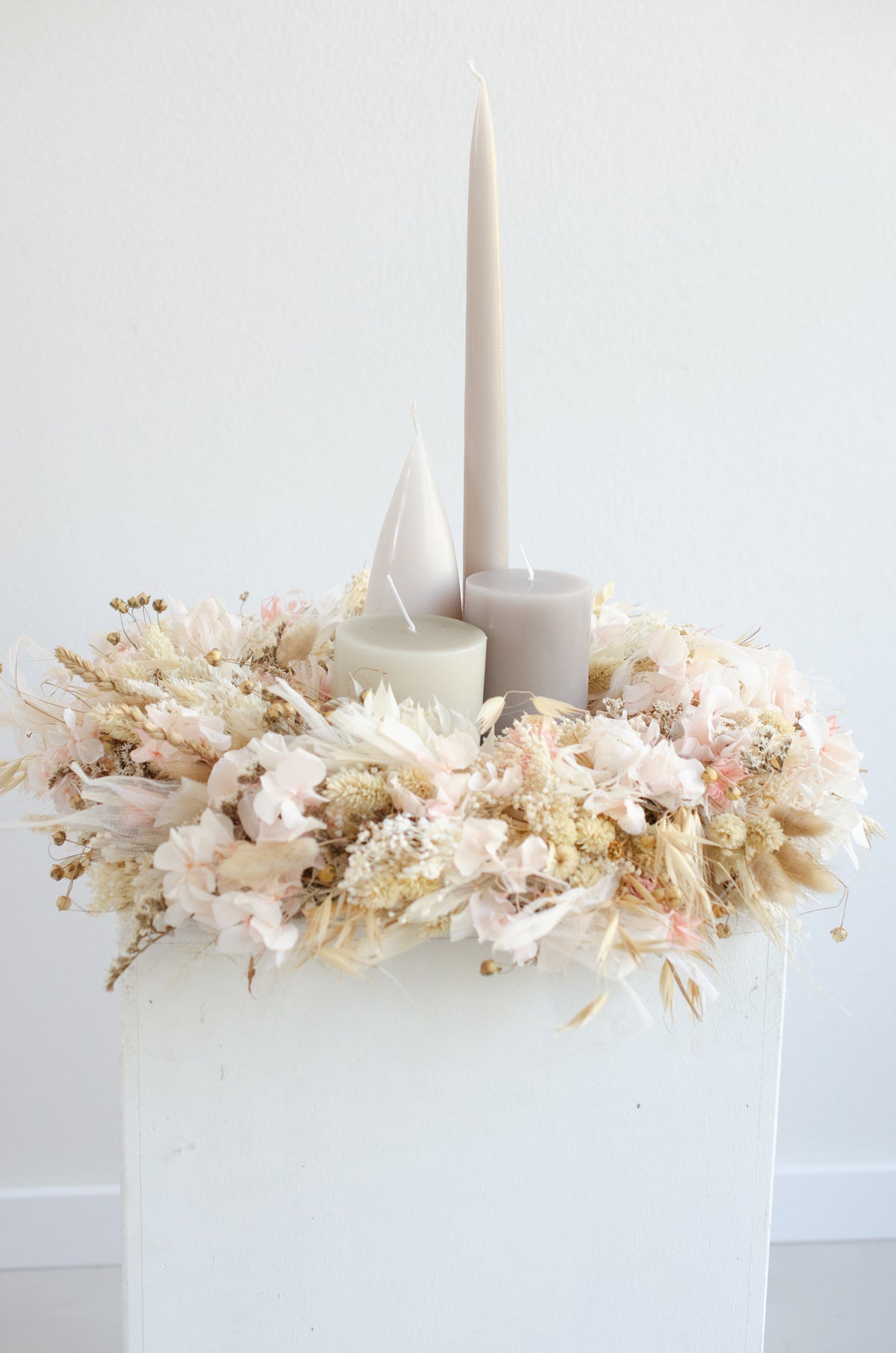 Adventskranz Trockenblumen | beige rose
