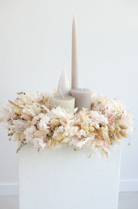 Adventskranz Trockenblumen | beige rose