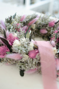 Kranz aus Trockenblumen | Violett und Olive