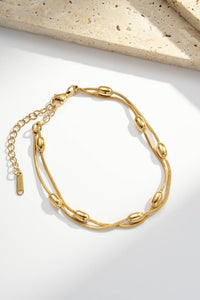 Doppelkettenarmband mit ovalen Perlen aus Edelstahl